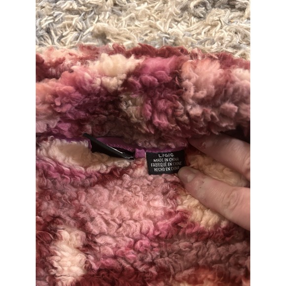 Billabong Dusty Mauve Floral Sherpa Fleece Full Zip Jacket Womens L Cozy Teddy - Picture 8 of 11